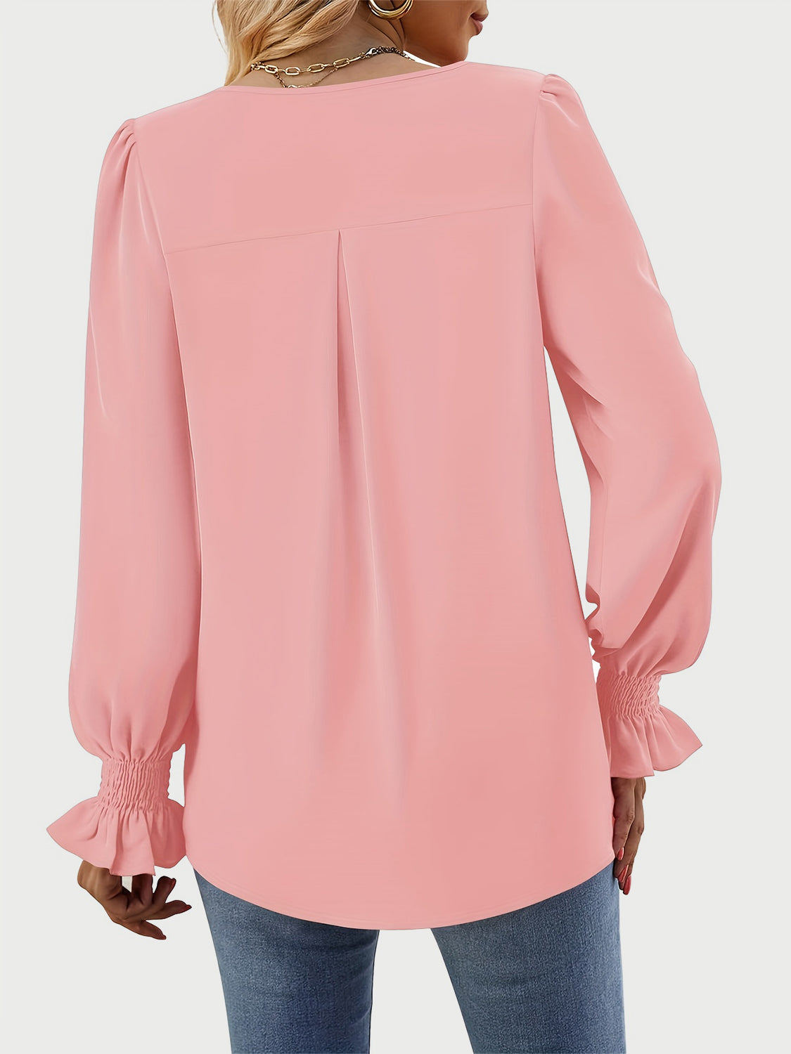 V-Neck Flounce Sleeve Top