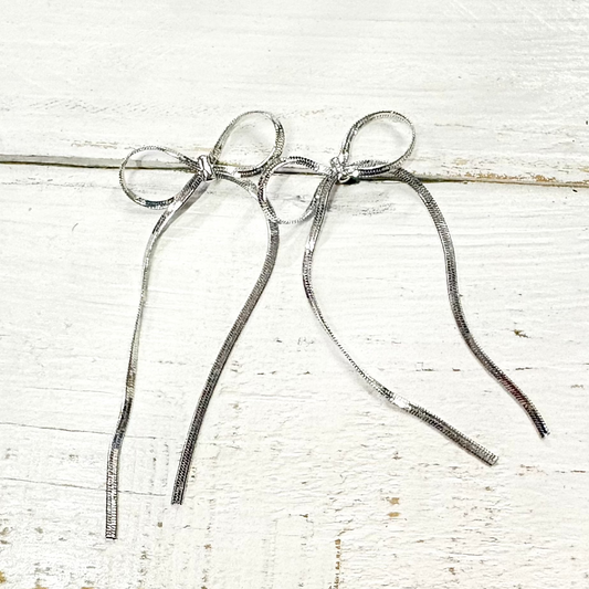 Myah's Silver Bow Earrings