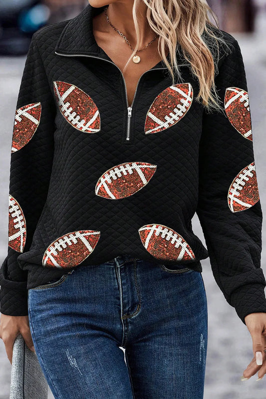 Sequin Football Long Sleeve Sweatshirt