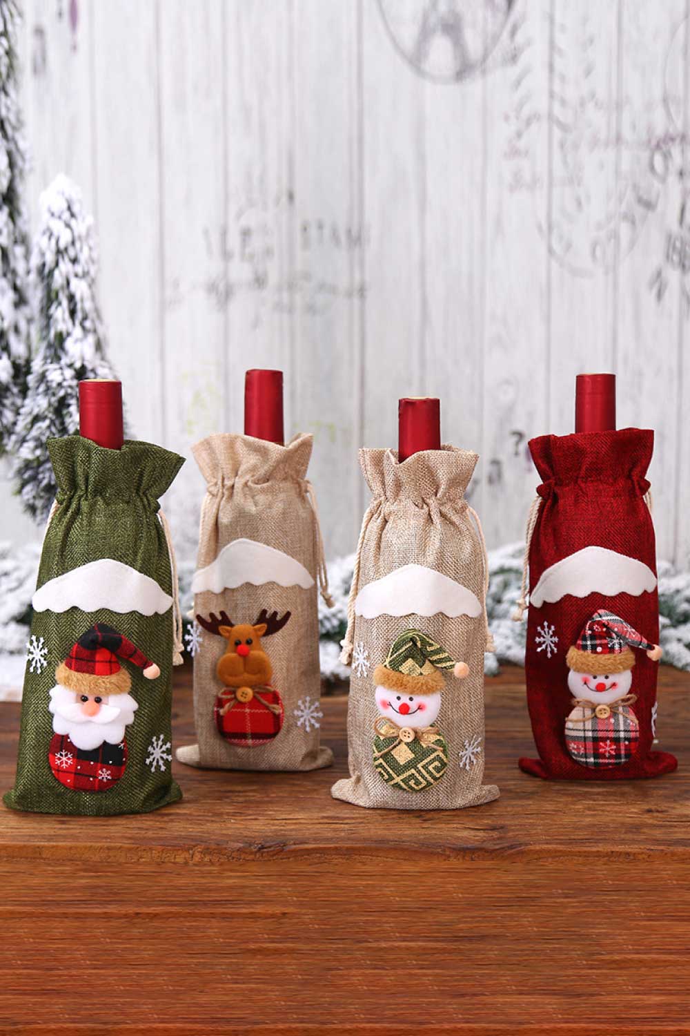 4-Pack Christmas Gnome Bottle Cover