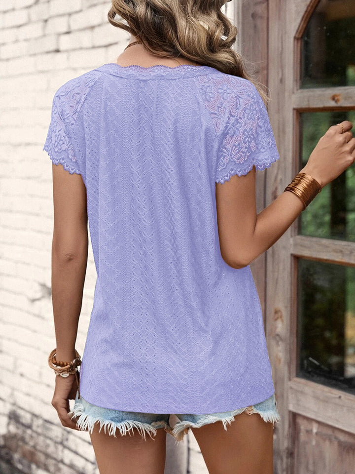 V-Neck Short Sleeve Blouse