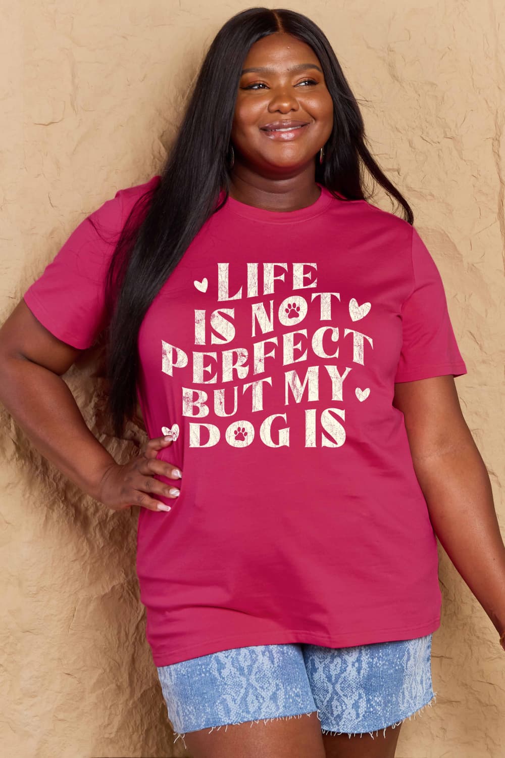 Simply Love Full Size Dog Slogan Graphic Cotton T-Shirt