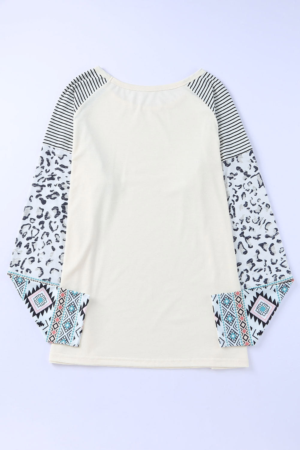 Plus Size Mixed Print Raglan Sleeve Round Neck Top