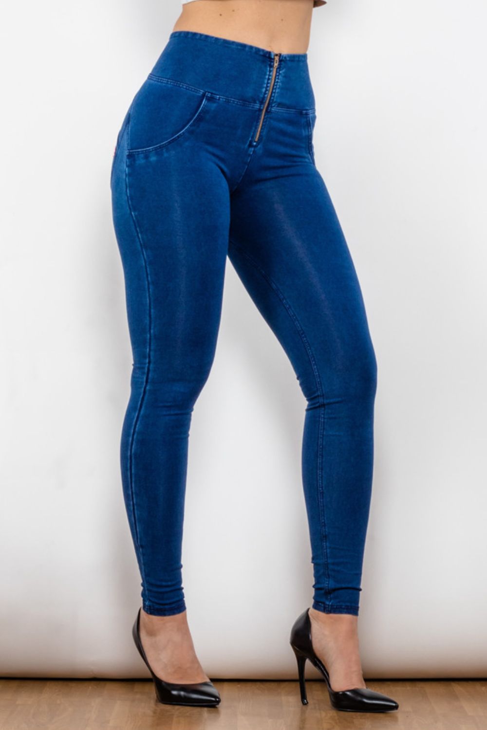 Baeful High Waist Zip Up Skinny Long Jeans