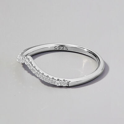 V Shape Inlaid Zircon 925 Sterling Silver Ring