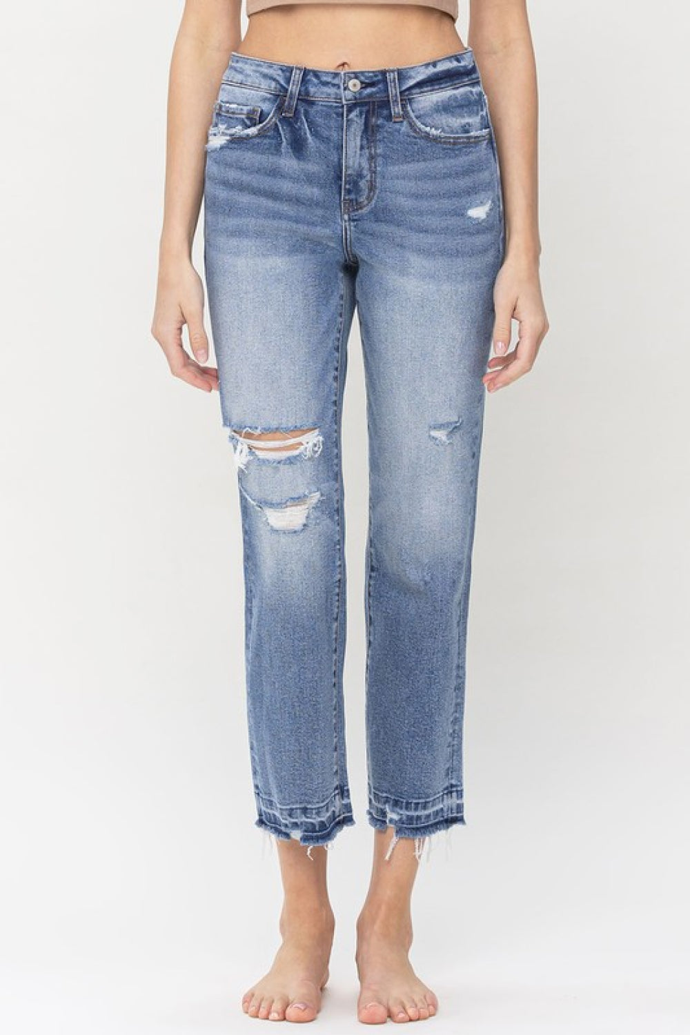 Lovervet Full Size Lena High Rise Crop Straight Jeans