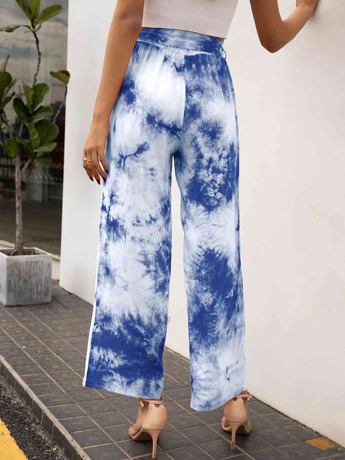 Tie-Dye Tied High Waist Long Pants