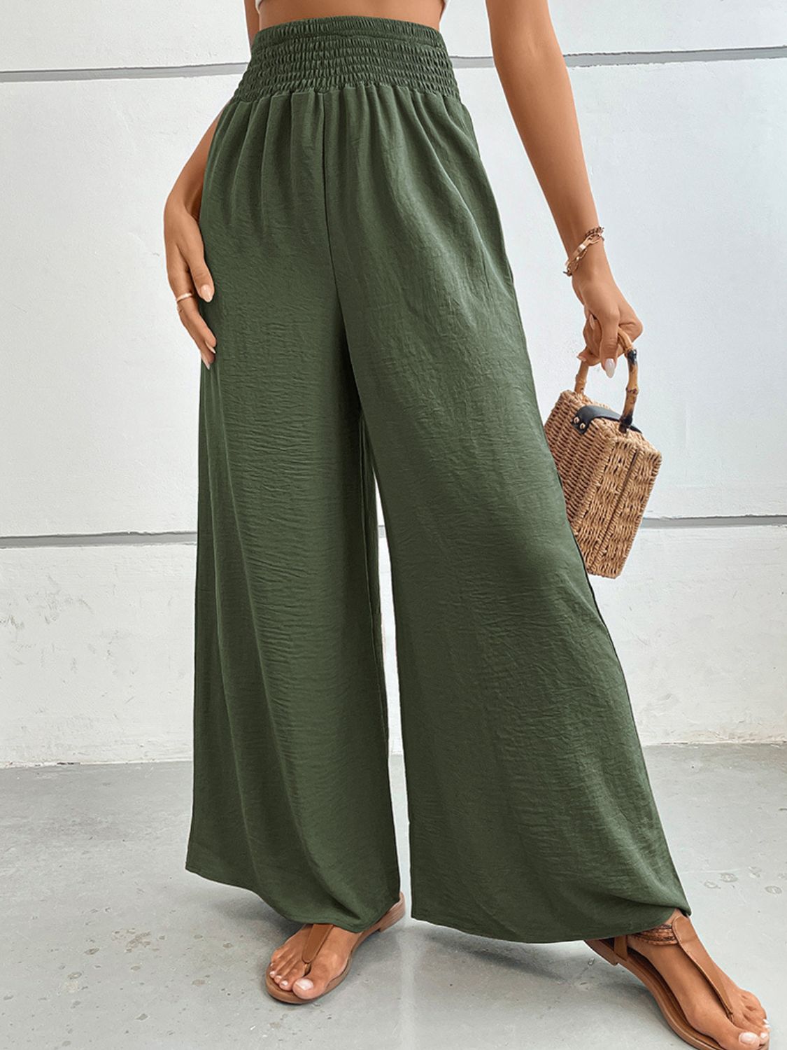 Wide Waistband Relax Fit Long Pants