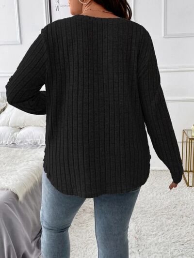 Plus Size V-Neck Long Sleeve T-Shirt