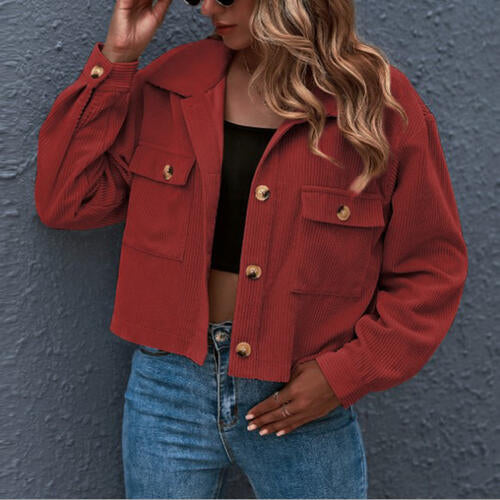 Collared Neck Button Front Jacket