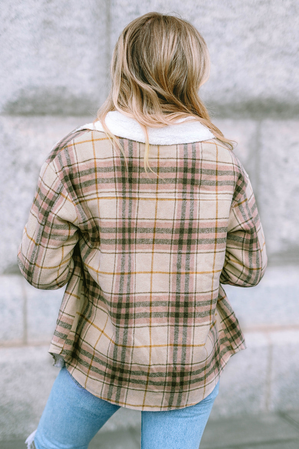 Plaid Collared Neck Button Down Jacket