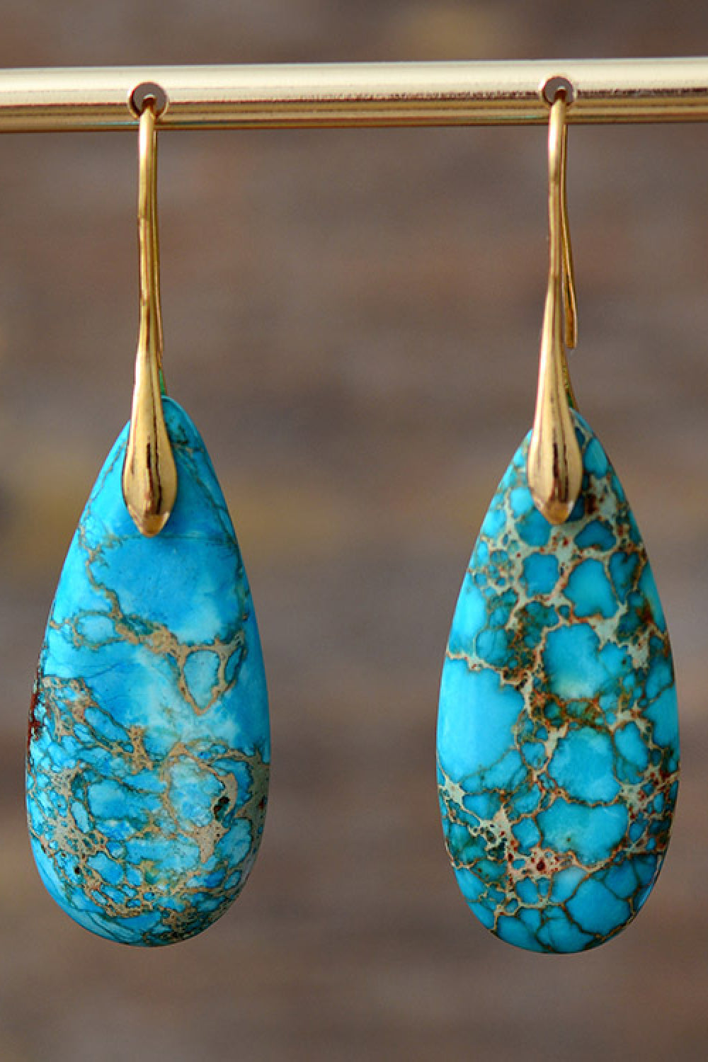 Handmade Teardrop Shape Natural Stone Dangle Earrings