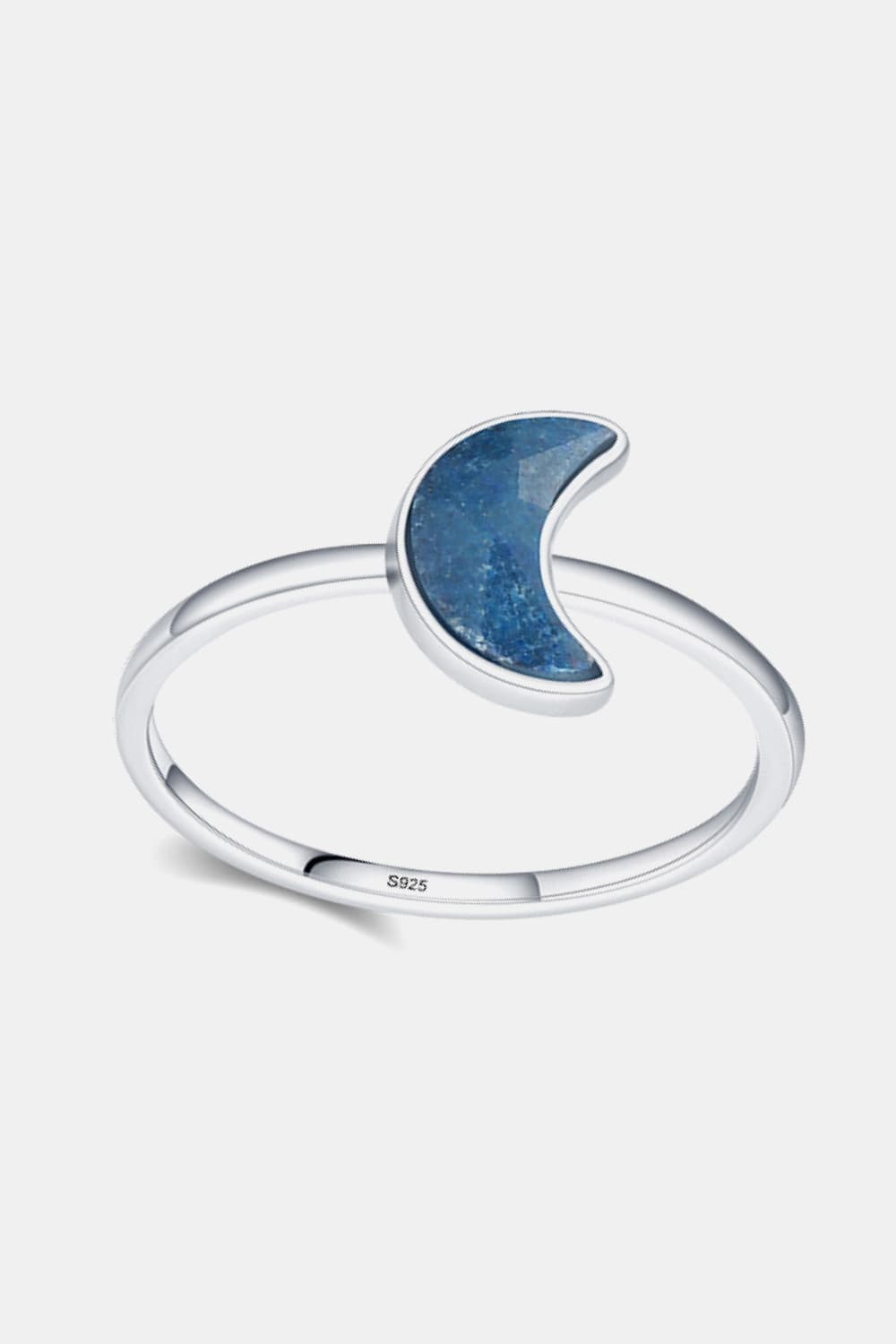 925 Sterling Sliver Moon Shape Aventurine Ring