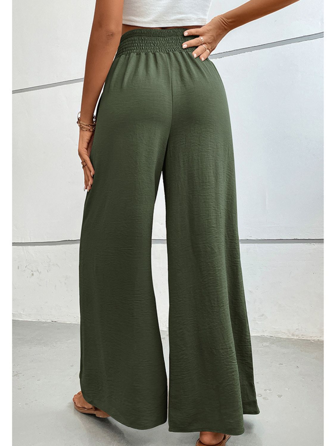 Wide Waistband Relax Fit Long Pants