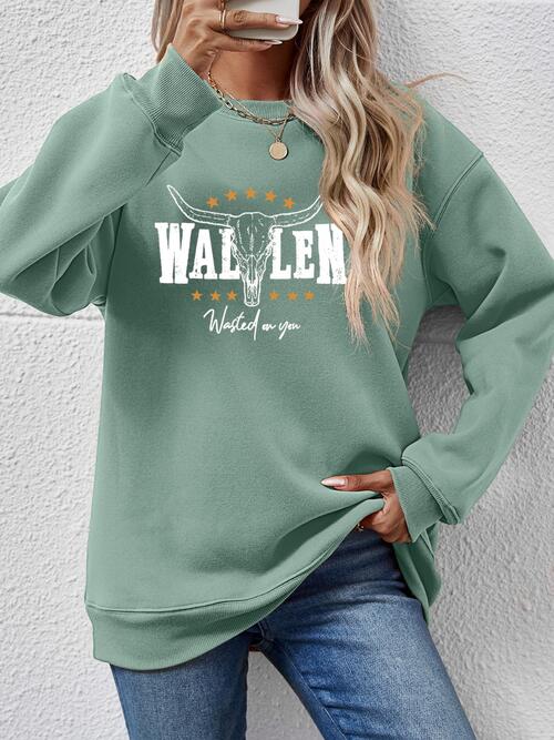 Graphic Round Neck Dropped Shoulder Sweatshirt