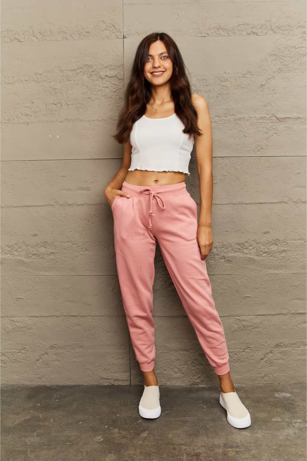 Full Size Tie Waist Long Sweatpants