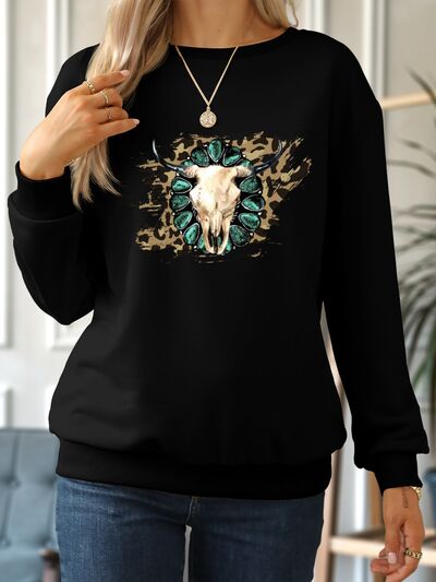 Graphic Round Neck Dropped Shoulder Sweatshirt