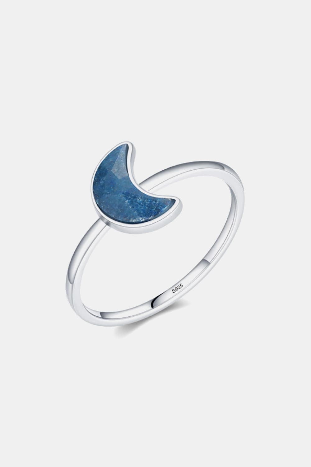 925 Sterling Sliver Moon Shape Aventurine Ring