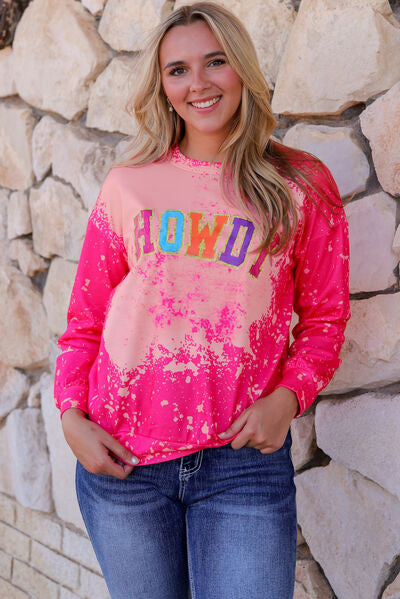 HOWDY Tie-Dye Round Neck Sweatshirt