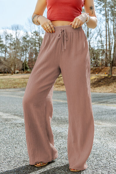 Tied Wide Leg Long Pants