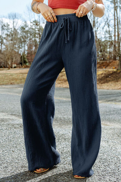 Tied Wide Leg Long Pants