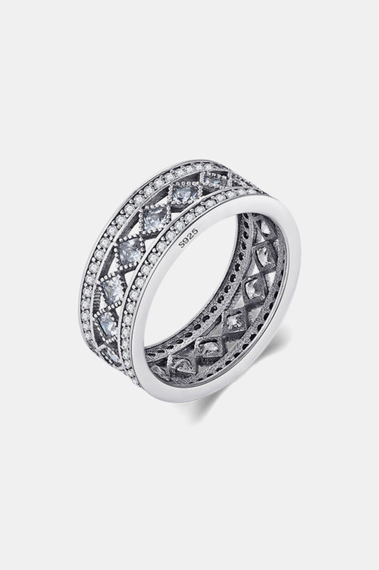 925 Sterling Sliver Cutout Cubic Zirconia Ring