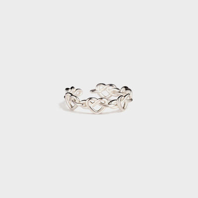 Knotted Hearts 925 Sterling Silver Open Ring