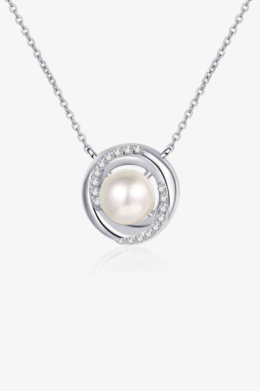 Moissanite Pearl Rhodium-Plated Necklace