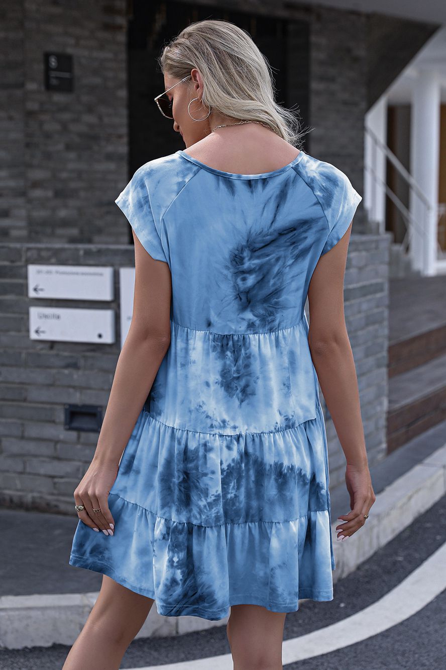 Tie-Dye Ruffle Hem Dress