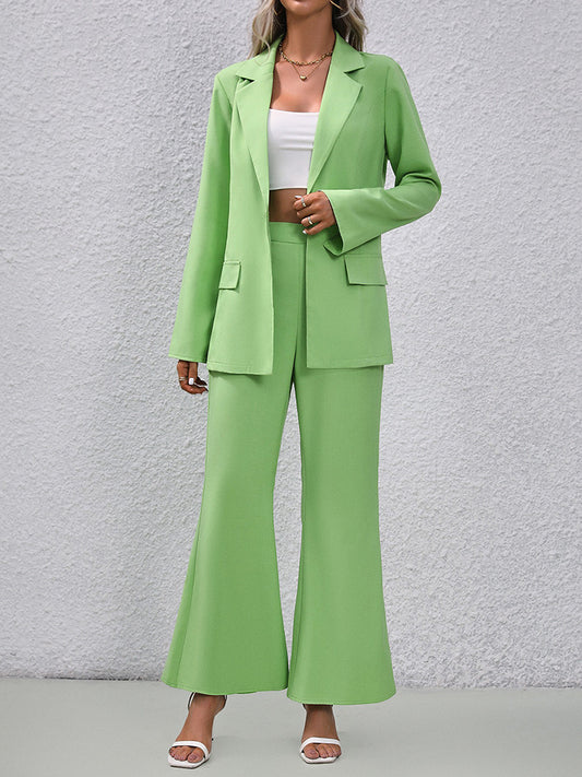 Long Sleeve Blazer and Flare Pants Set