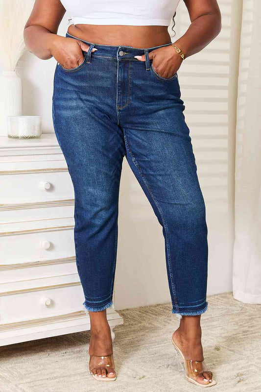 Judy Blue Full Size High Waist Released Hem Slit Jeans