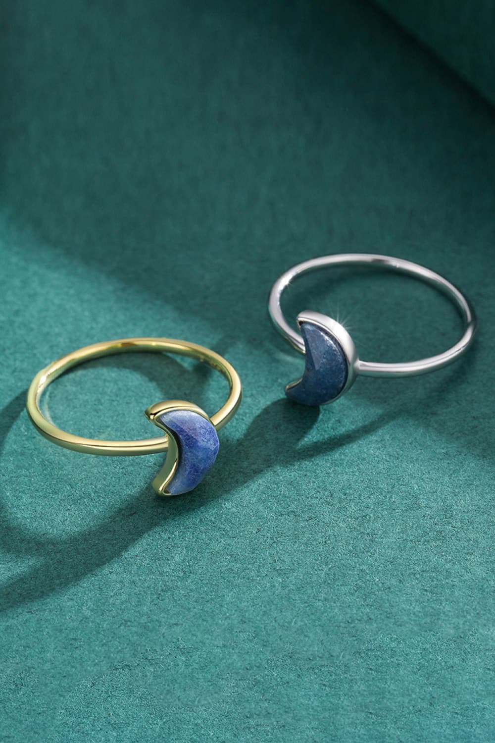 925 Sterling Sliver Moon Shape Aventurine Ring