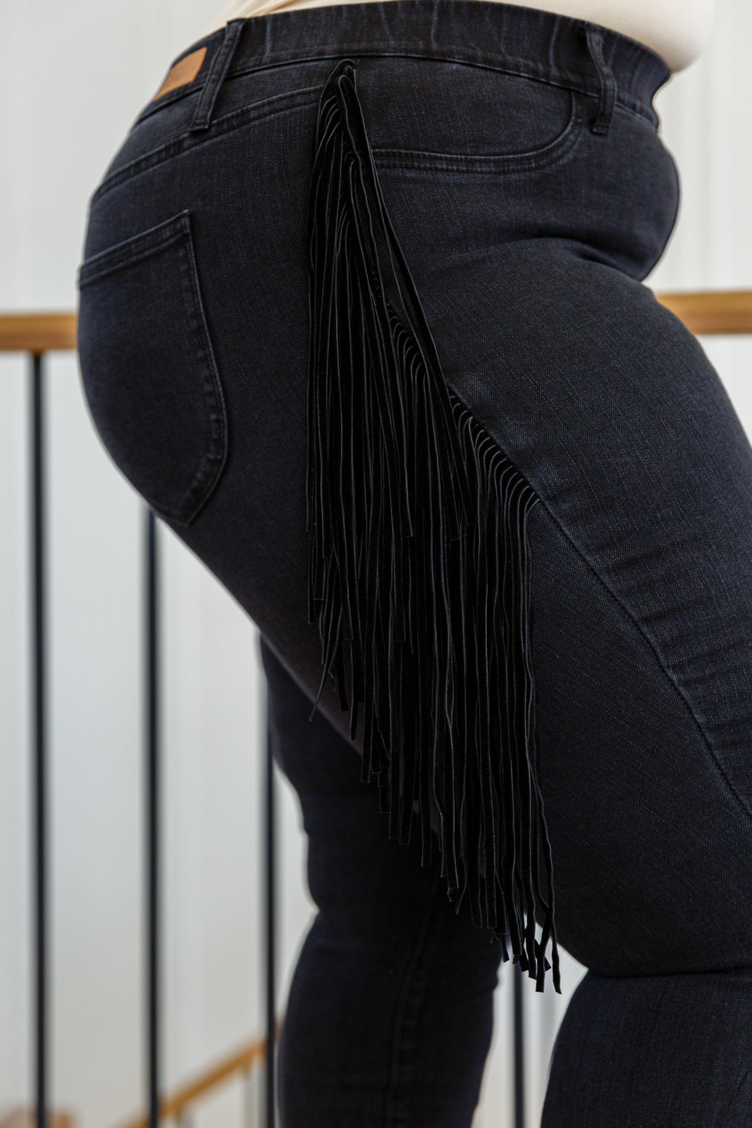 Judy Blue Hilary Side Fringe Skinny Jegging In Black