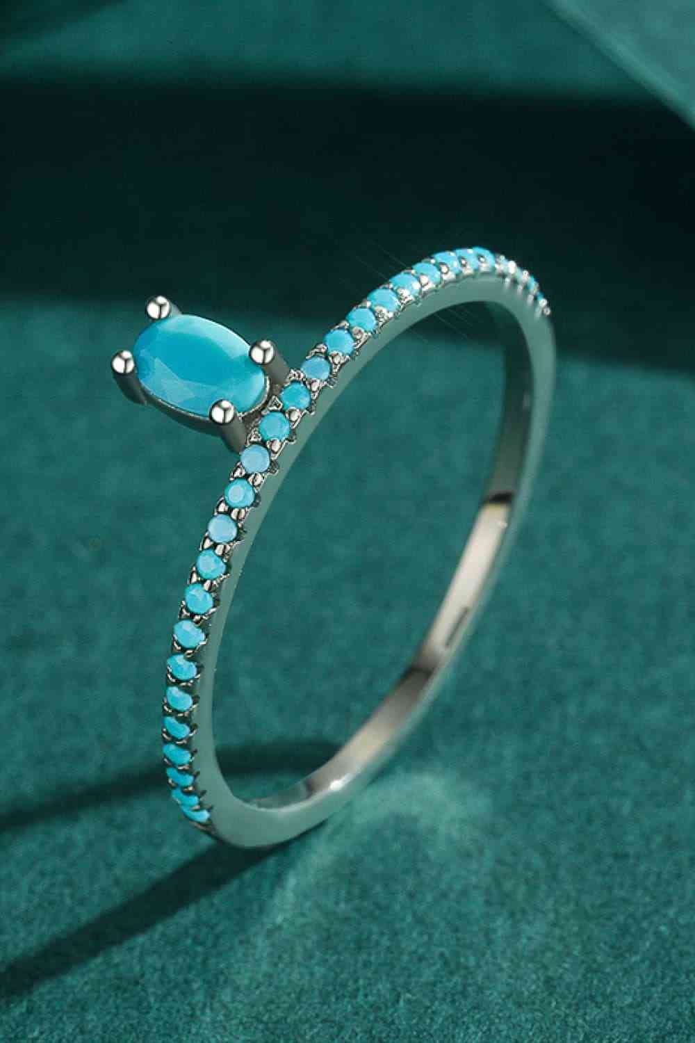 925 Sterling Silver Artificial Turquoise Ring