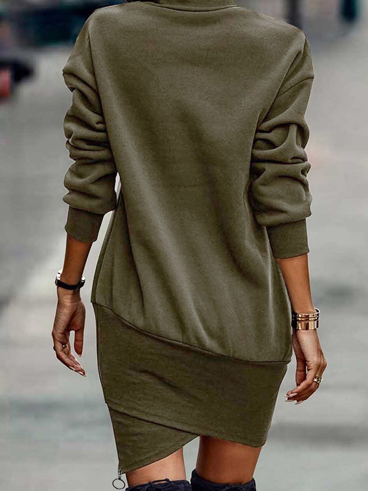 Round Neck Long Sleeve Mini Dress