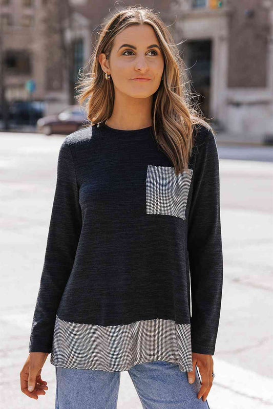 Color Block Top with Pocket