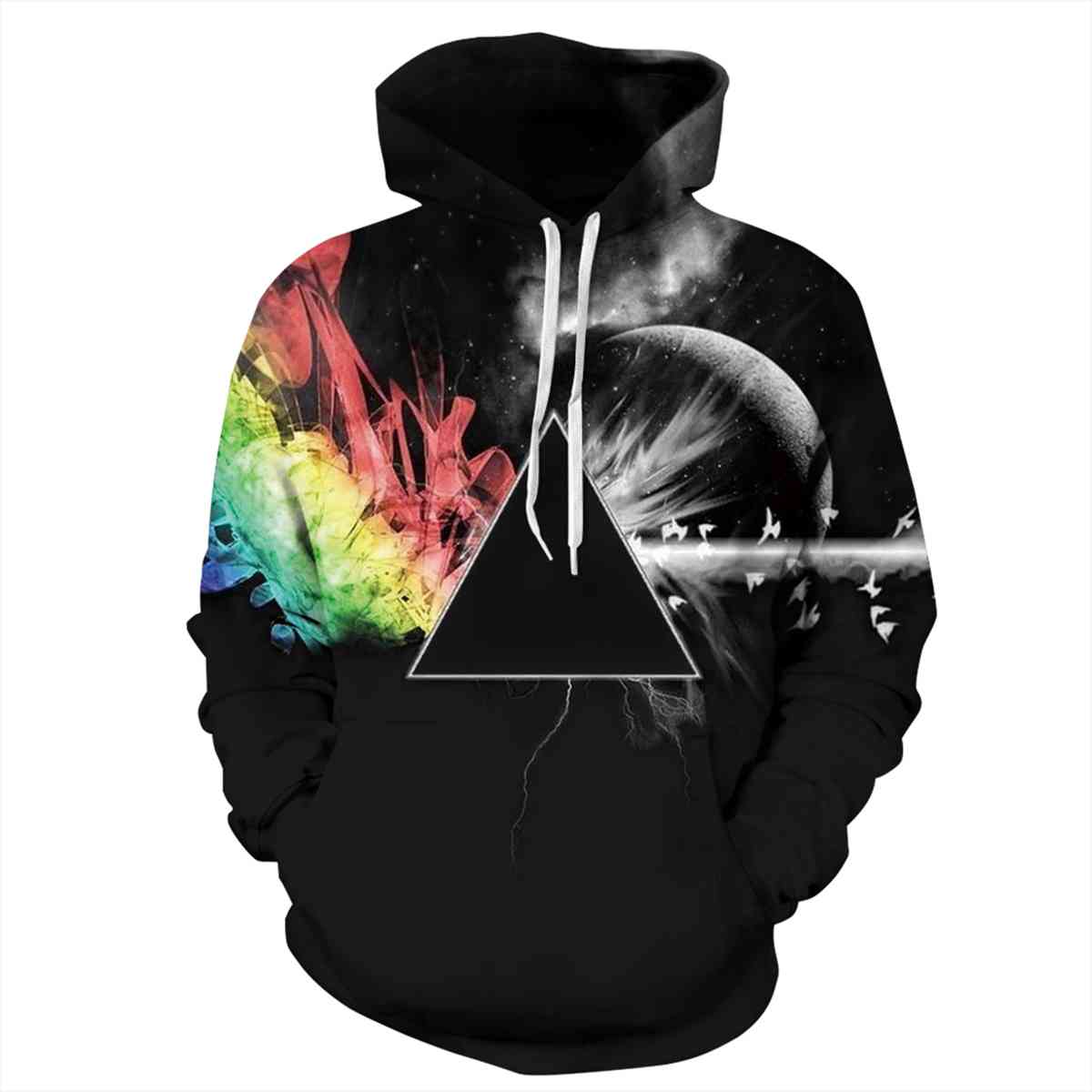 Full Size Printed Drawstring Hoodie with Pockets