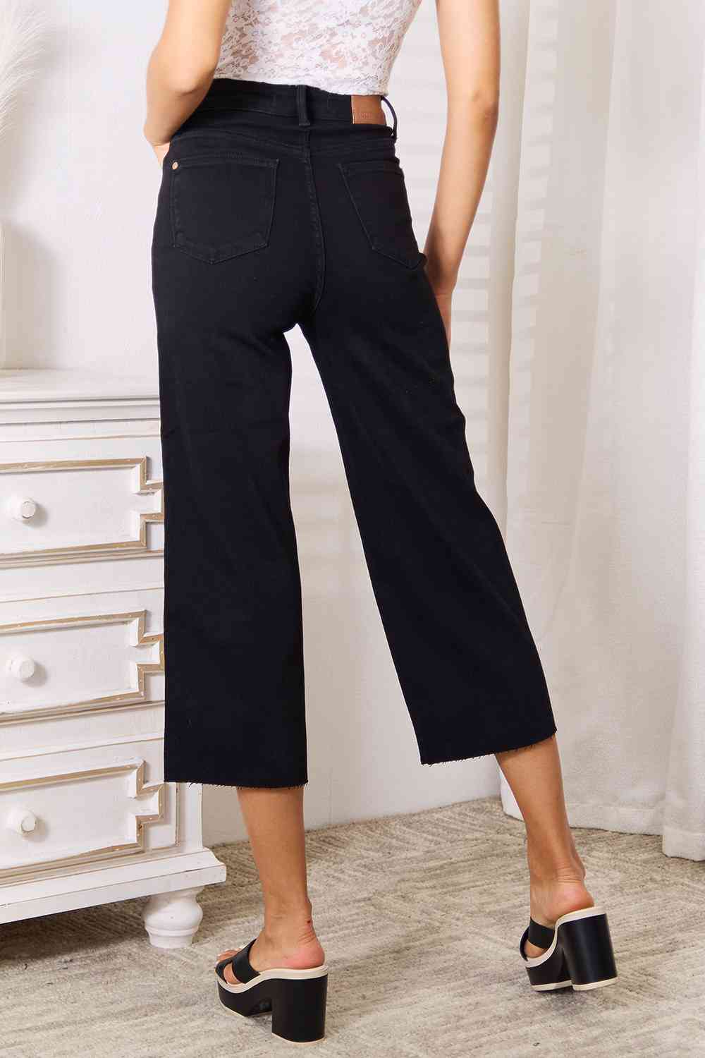 Judy Blue Full Size High Waist Wide Leg Cropped Jeans