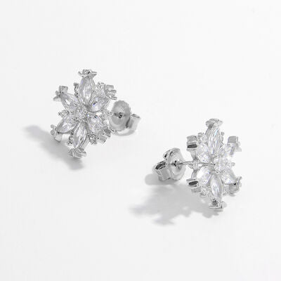 925 Sterling Silver Zircon Snowflake Earrings